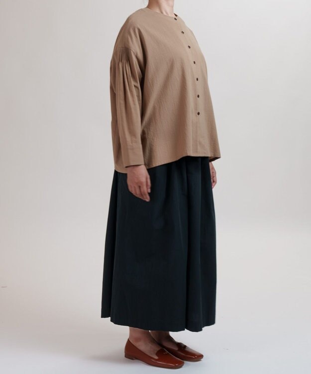 muuc コットンローン長袖ブラウス ブラウン