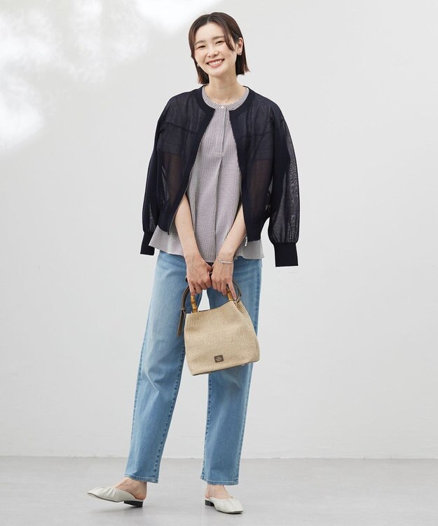 J.PRESS LADIES 【洗える】BASIC STRETCH DENIM ボーイフィット パンツ ブリーチ系