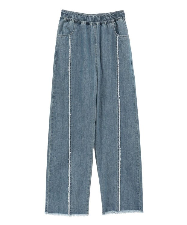 Green Parks ・Double Flags デニムフリンジラインパンツ Light Indigo