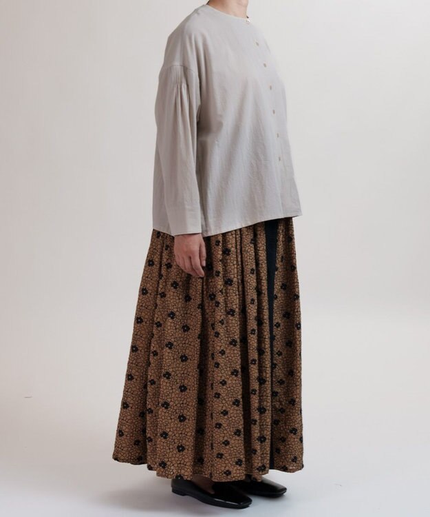 muuc コットンローン長袖ブラウス グレーベージュ