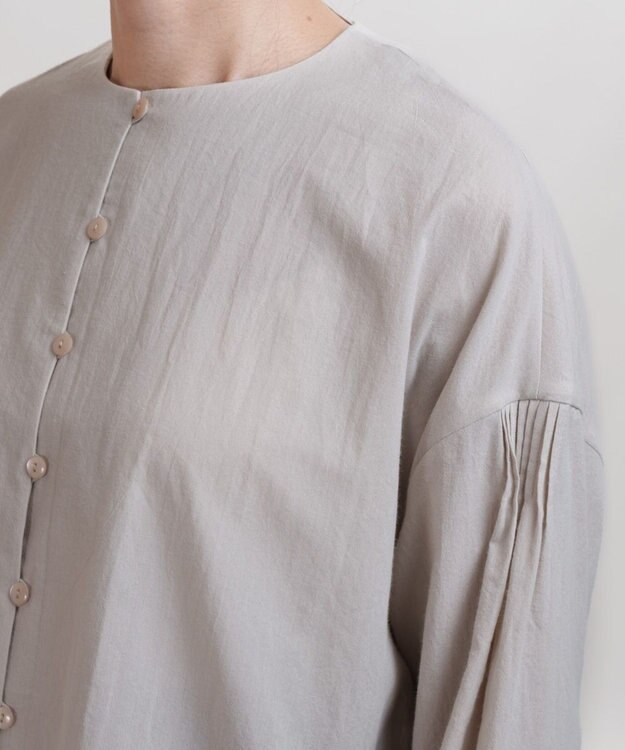 muuc コットンローン長袖ブラウス グレーベージュ