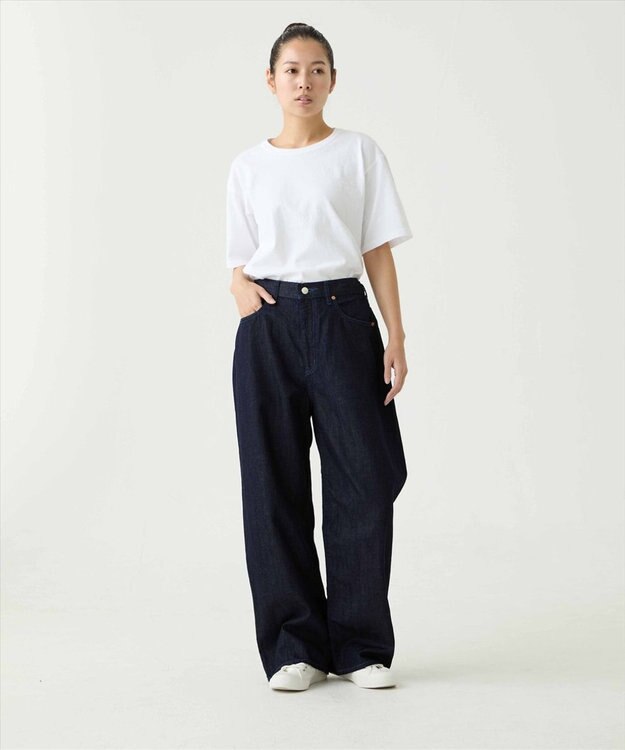 caqu FS linen wide boy`s コットンリネンワイドストレートデニム rinse