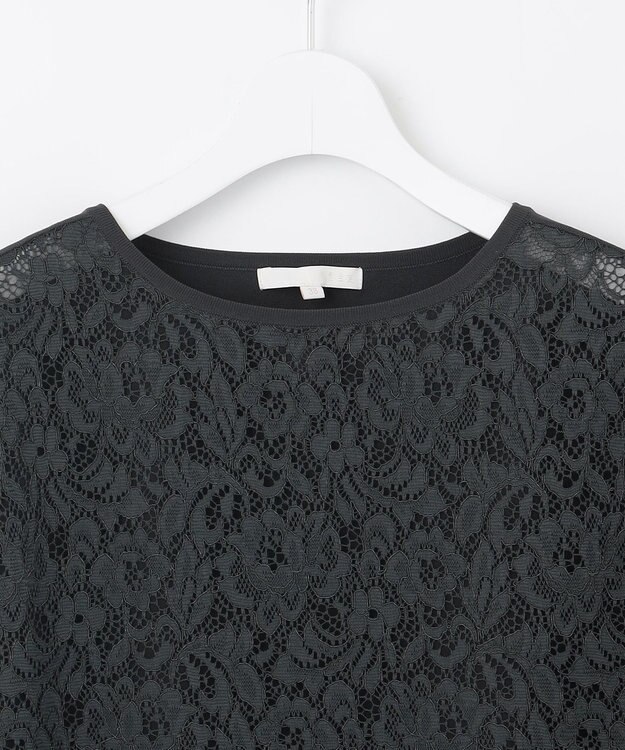 自由区 【洗える】クレープストレッチレースコンビ ニット バーント