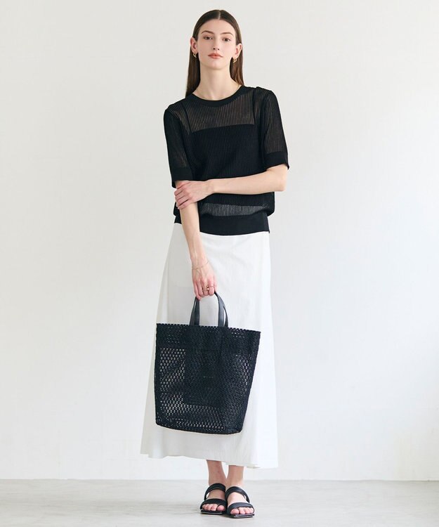 BEIGE， LEPIDO / 前後2WAY シアー編みニット Black