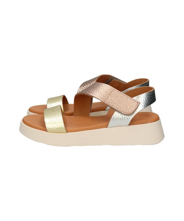 INTER-CHAUSSURES 【Oh my Sandals】クッションインソール厚底サンダル ゴールドコンビ