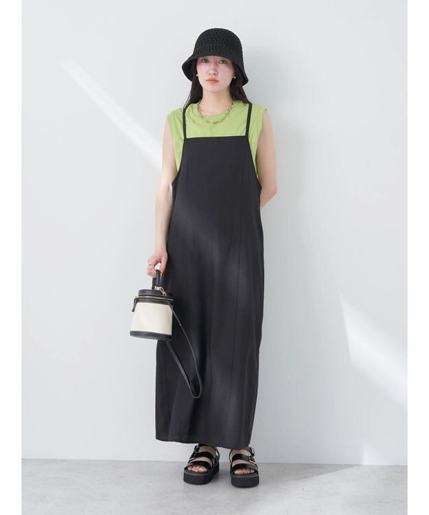 earth music&ecology リサイクルポリエステルブレンドキャミワンピース Black