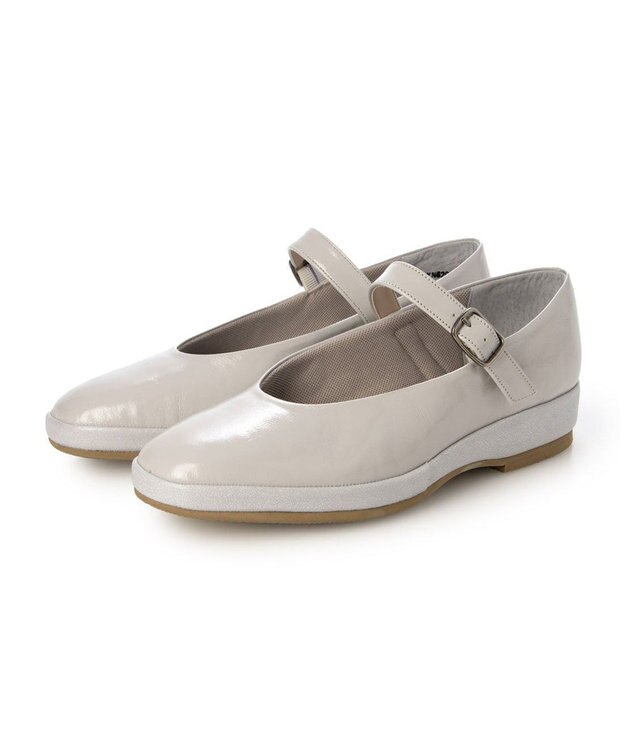 MODE ET JACOMO <D'ICI>ワンストラップローヒールパンプス ライトグレーエナメル