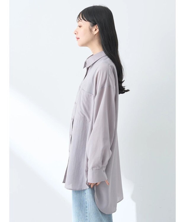 earth music&ecology ウ゛ィンテージボタンフロントポケットシャツ Light Gray