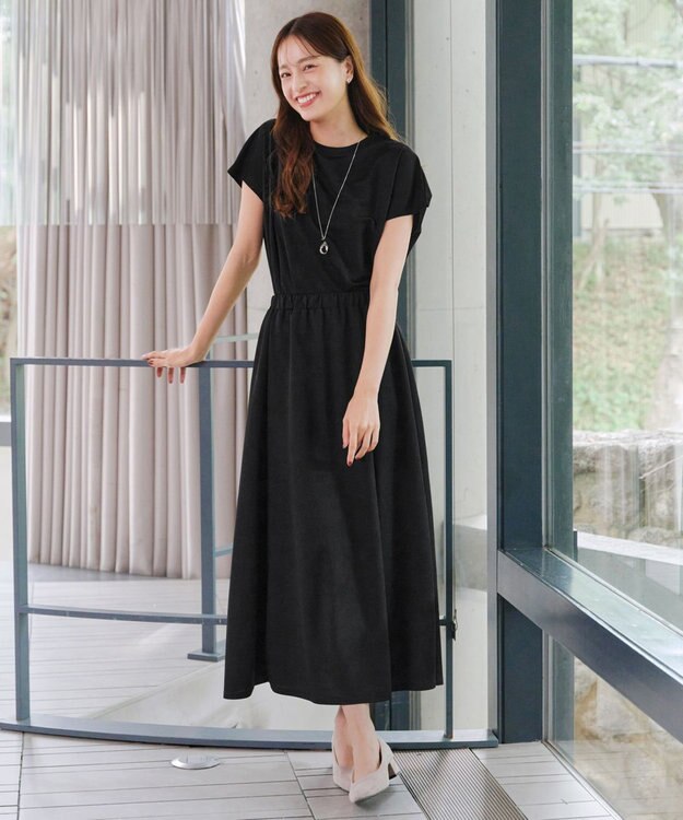 Tiaclasse 【洗える】フレンチスリーブカノコトップス ブラック