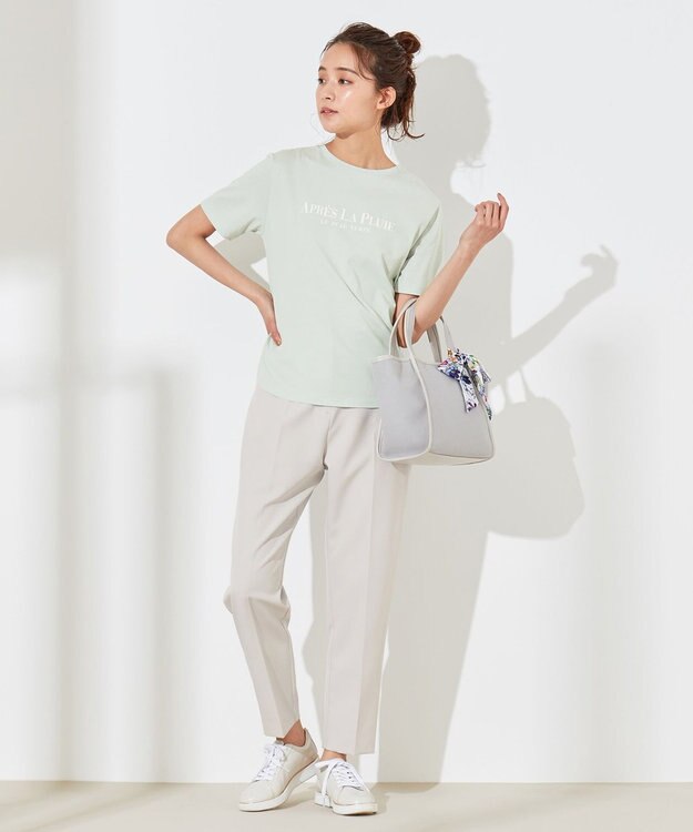 ANY SIS ハイウエストテーパード パンツ グレージュ