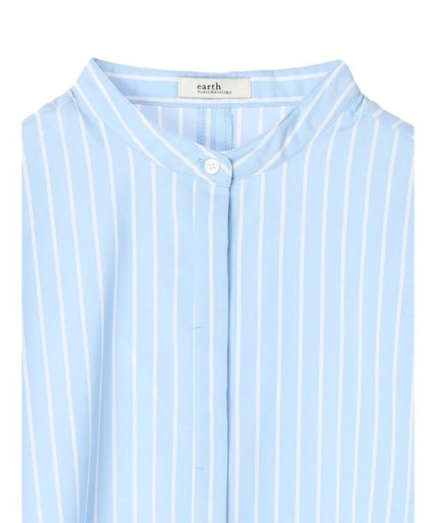 earth music&ecology バンドカラーストライプシャツ Sax