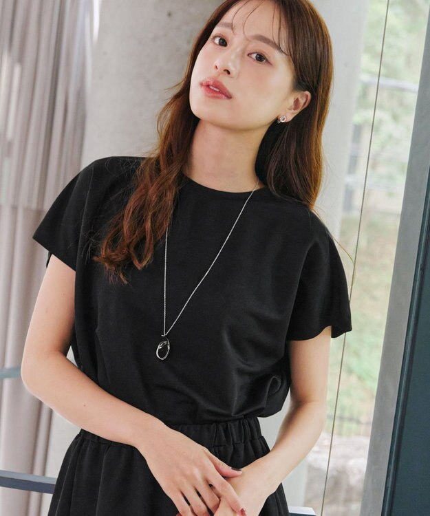 Tiaclasse 【洗える】フレンチスリーブカノコトップス ブラック