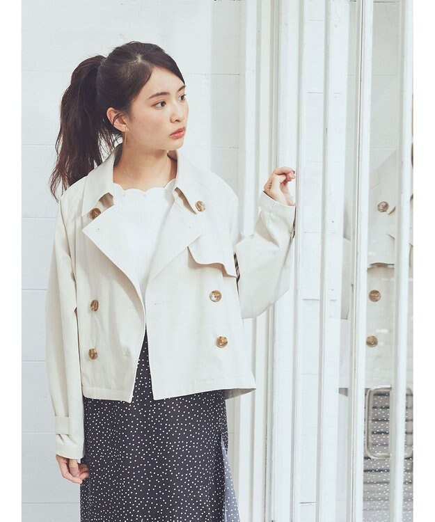 earth music&ecology ショートトレンチコート Light Beige
