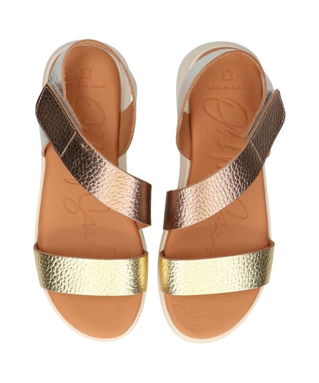 INTER-CHAUSSURES 【Oh my Sandals】クッションインソール厚底サンダル ゴールドコンビ