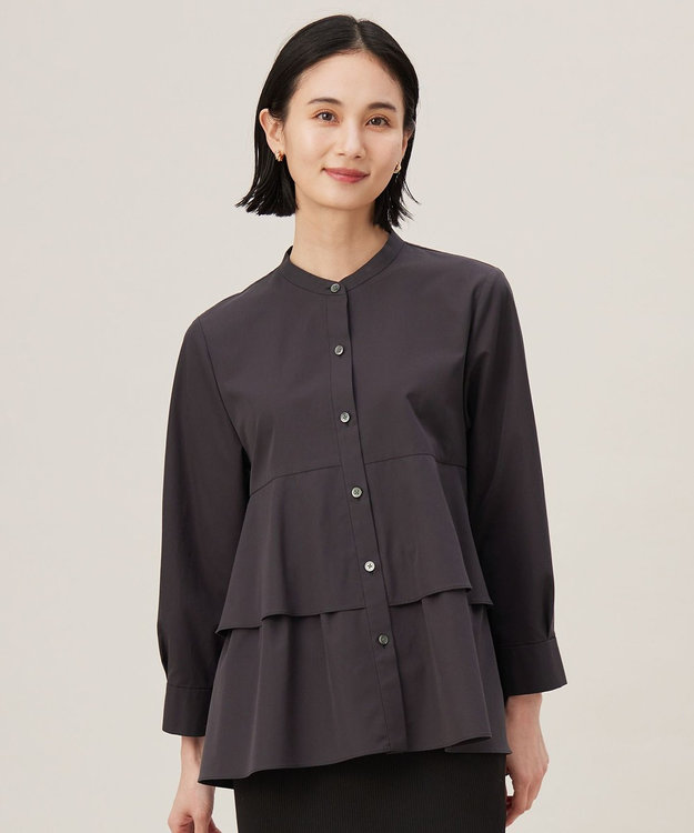 自由区 S 【洗える】コットンティアード ブラウス バーント