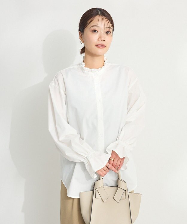 CRAFT STANDARD BOUTIQUE スタンドフリルブラウス Off White