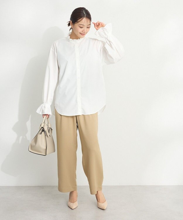 CRAFT STANDARD BOUTIQUE スタンドフリルブラウス Off White