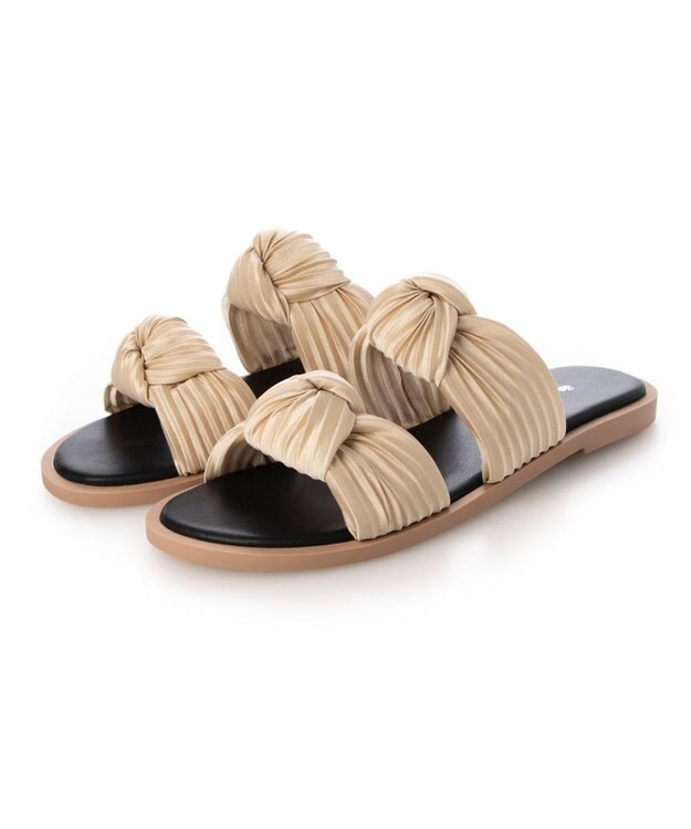 MODE ET JACOMO <carino>プリーツスポンジサンダル ベージュ