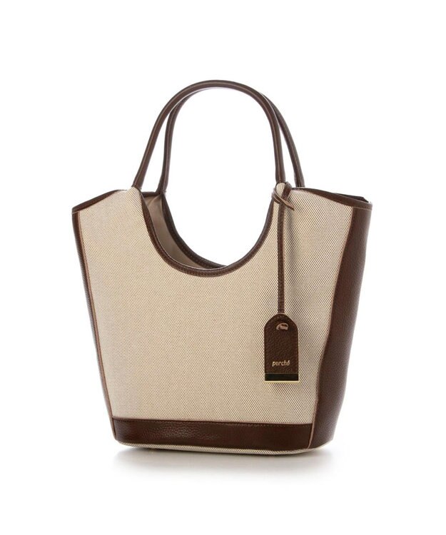 UNBILLION ペルケ perche / キャンバス・牛革トリミング2wayトート ブラウン