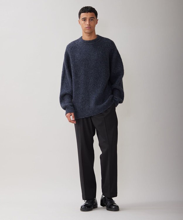 UNFILO MENS ヘアリー クルーネックニット チャコール