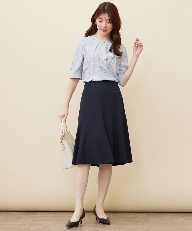 ANY SIS S 【洗える】ラッフルボウ ブラウス ライトブルーベース