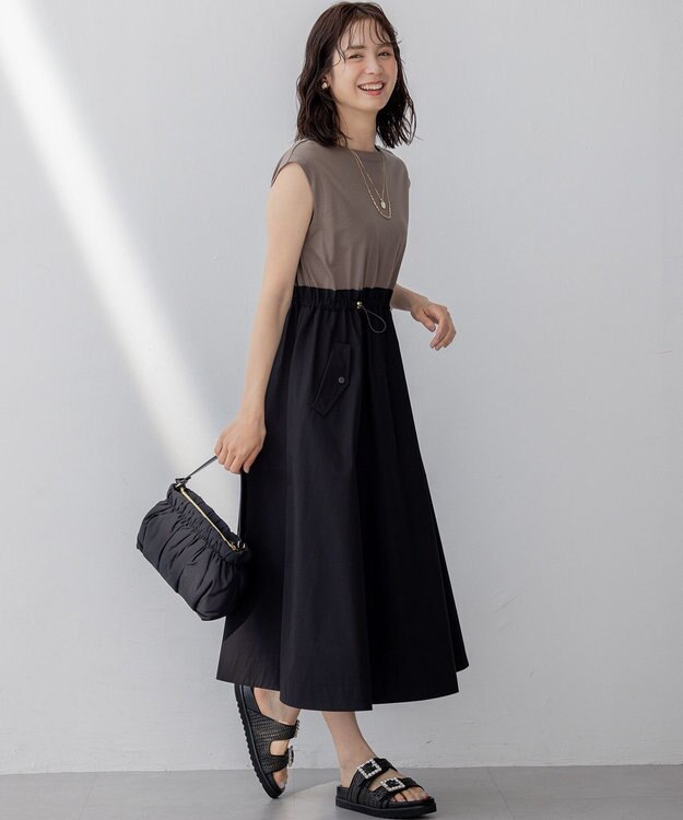 組曲 【弱撥水・軽量】2WAYギャザーハンド バッグ ブラック系