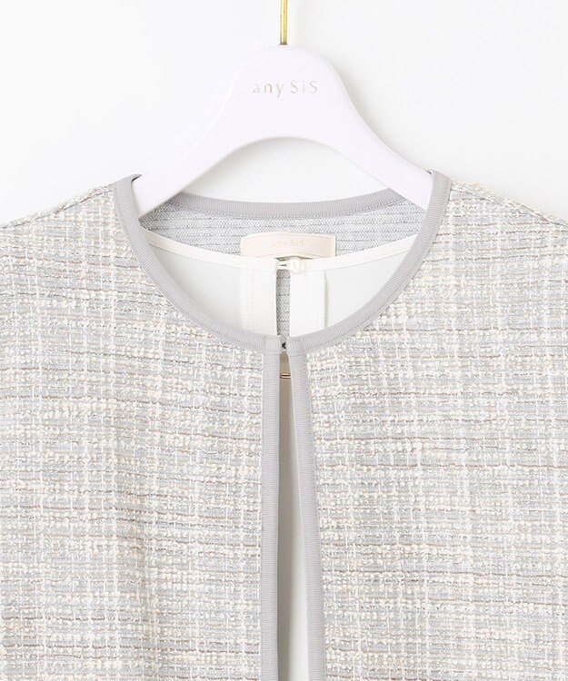 ANY SIS 【2SET】ウォッシャブルジャケット × ブラウス セット グレーミックス