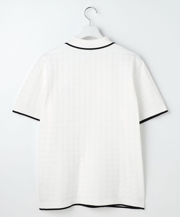 23区GOLF 【MEN】フラッグジャガードニットポロシャツ ストレッチ 半袖 ホワイト系