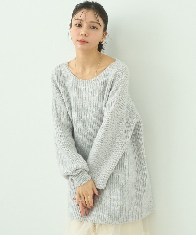 earth music&ecology カラーネップスパンコールニットチュニック Gray Mixture