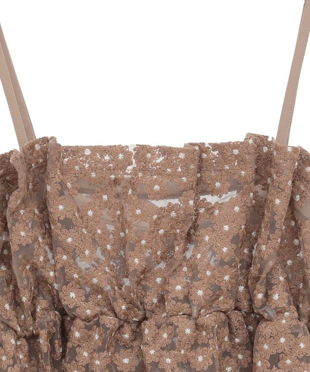 earth music&ecology キラキラフラワー刺繍ビスチェ Brown