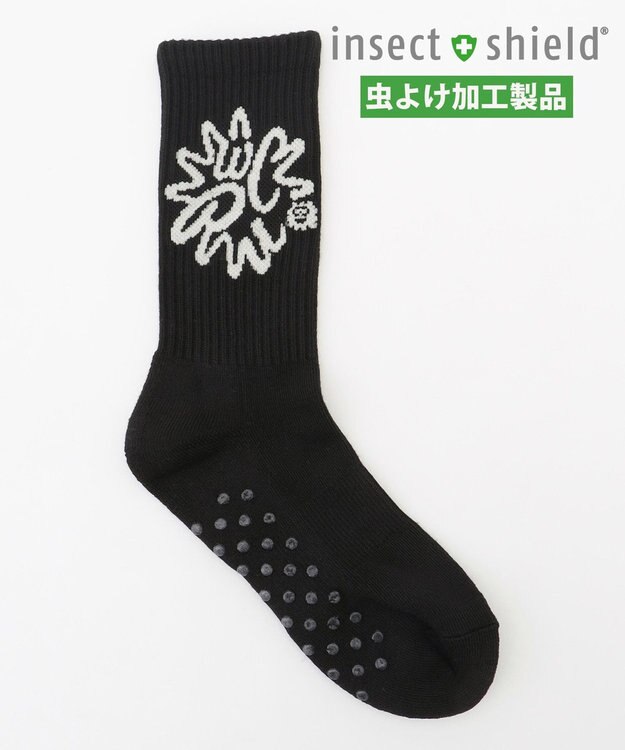 PW CIRCULUS 【虫よけ加工】【WOMEN】サークルロゴ　ミドルソックス  ゴルフ ブラック系