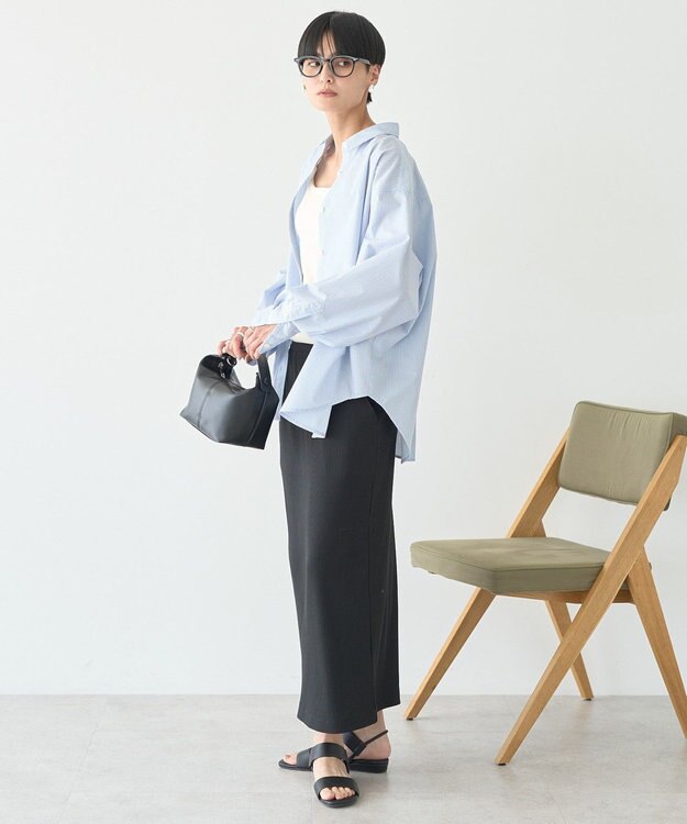 AMERICAN HOLIC イージーケアブロードシャツ Stripe Sax