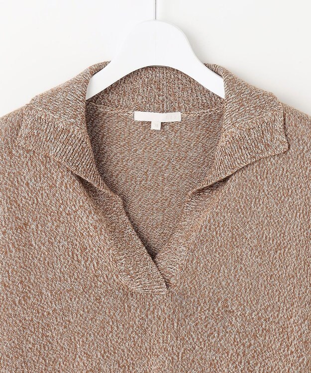 自由区 S ペーパーウールコットン襟付き ニット キャメル系