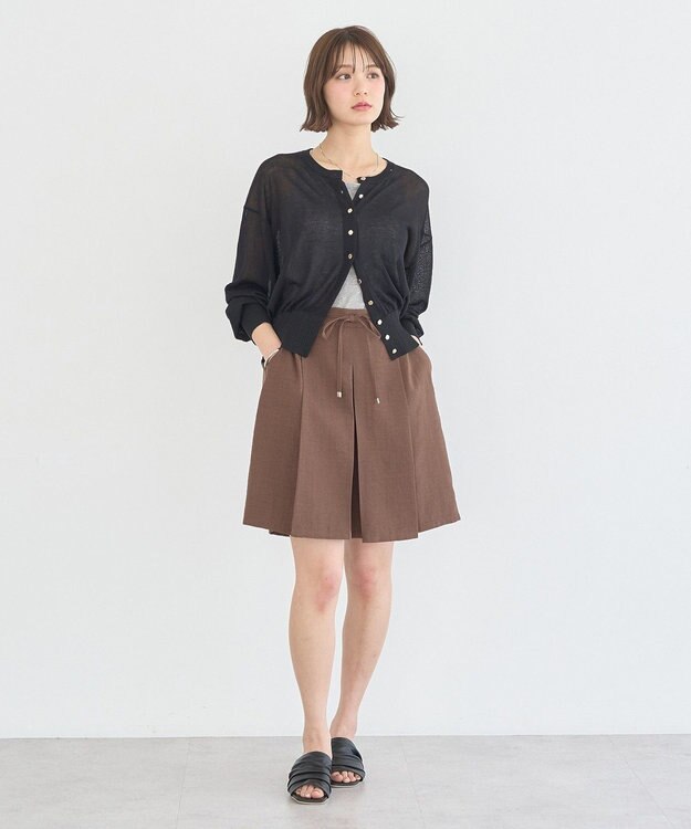 earth music&ecology 【セットアップ対応】ウエストリボンバミューダパンツ Brown