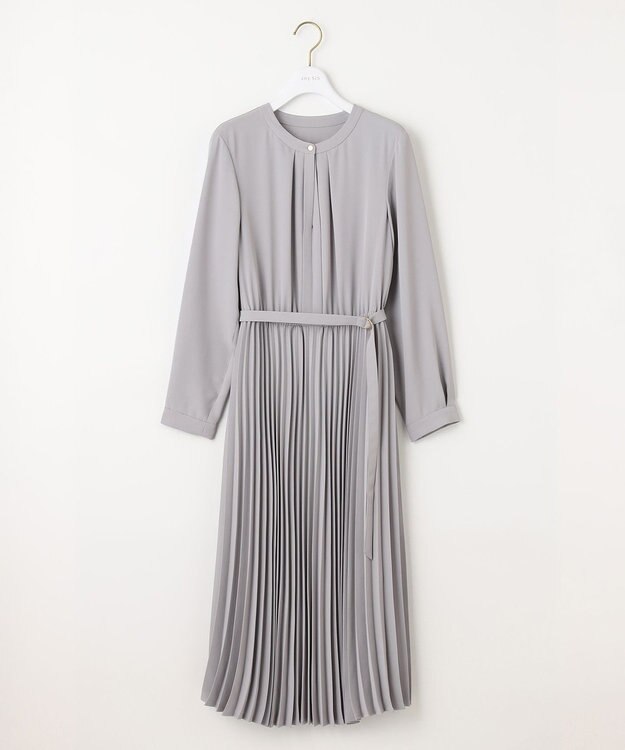 ANY SIS 【AIコラボ】スタンドカラープリーツ ワンピース ライトグレー