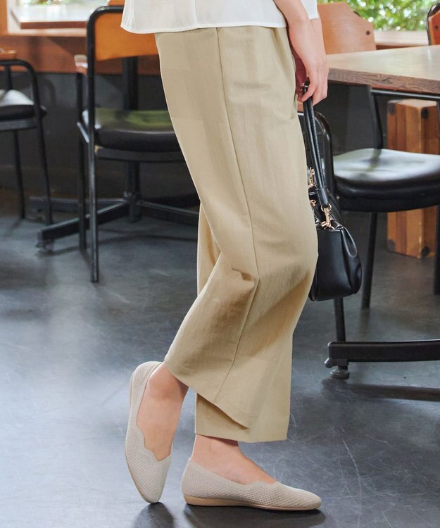 Tiaclasse 綿混リンクル加工ワイドパンツ ベージュ
