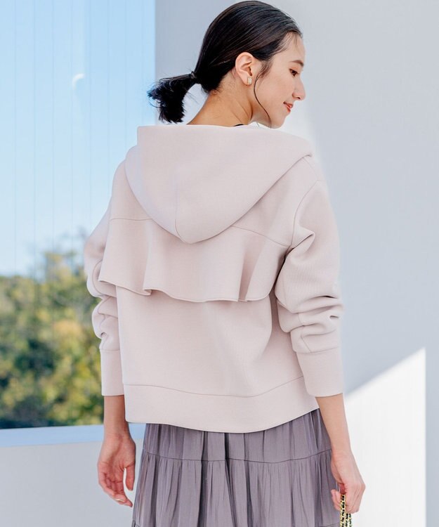 組曲 フード付きバックフリル パーカー ローズ系