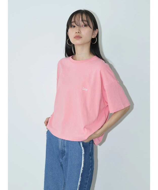 earth music&ecology Ｌｅｅ×ｅ．ｍ．ａ．ｅ　ＢＡＣＫ　ＰＲＩＮＴ　ＴＥＥ Pink