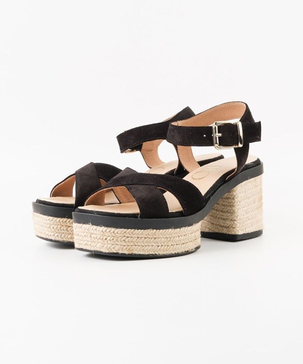 gaimo 【GAIMO/ガイモ】クロスストラップ プラットフォームサンダル/MANU ブラック