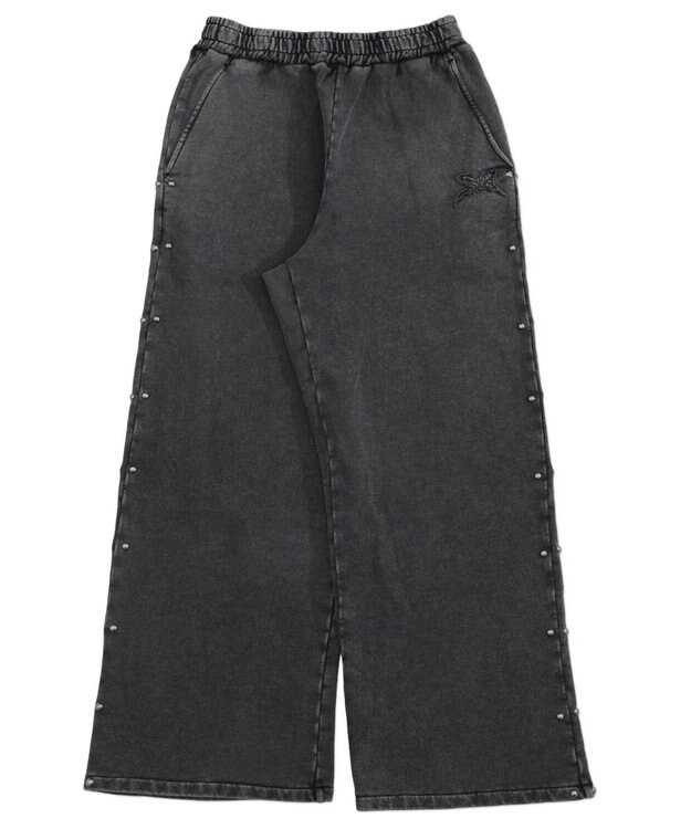 WEGO 【ユニセックス着用ITEM】ブリーチスタッズロゴスウェットパンツ スミクロ