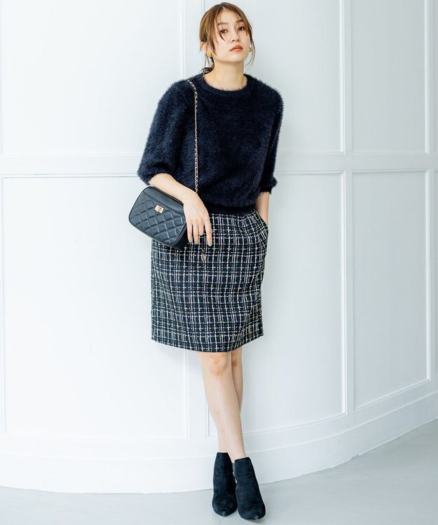 組曲 L ファンシーツィード ミニスカート ブラック系9