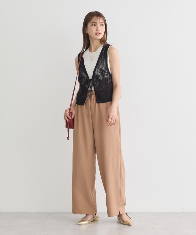 earth music&ecology リラックスワイドパンツ Camel