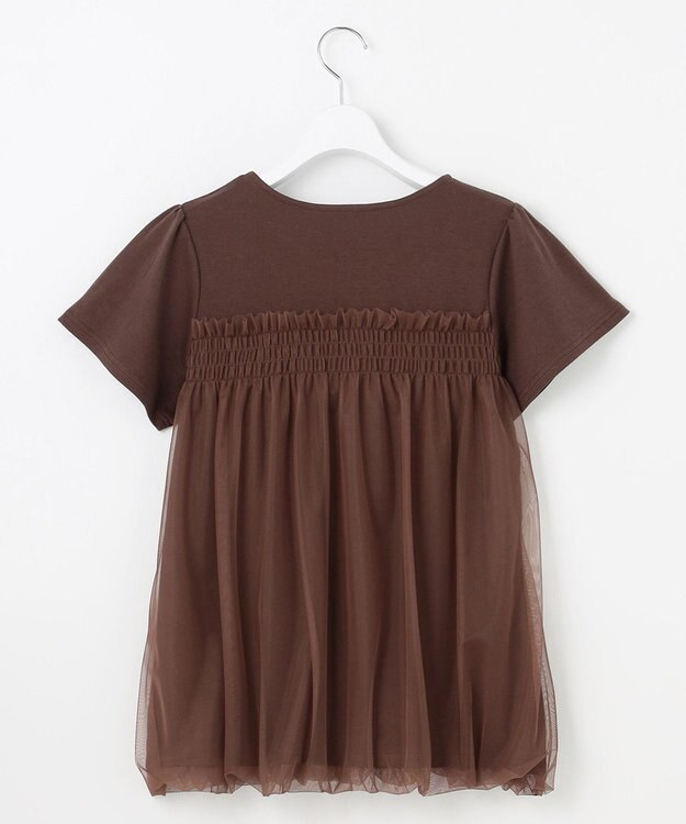 Feroux 【汗ジミが目立たない・洗える】バルーンチュール Tシャツ ダークブラウン系