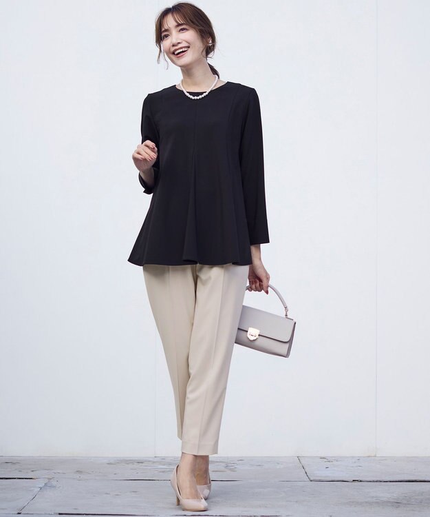 ANY SIS 【洗える】セレモニーダブルクロス ブラウス ブラック