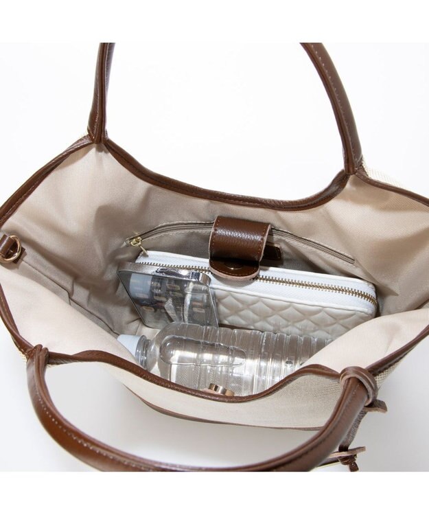 UNBILLION ペルケ perche / キャンバス・牛革トリミング2wayトート ブラウン