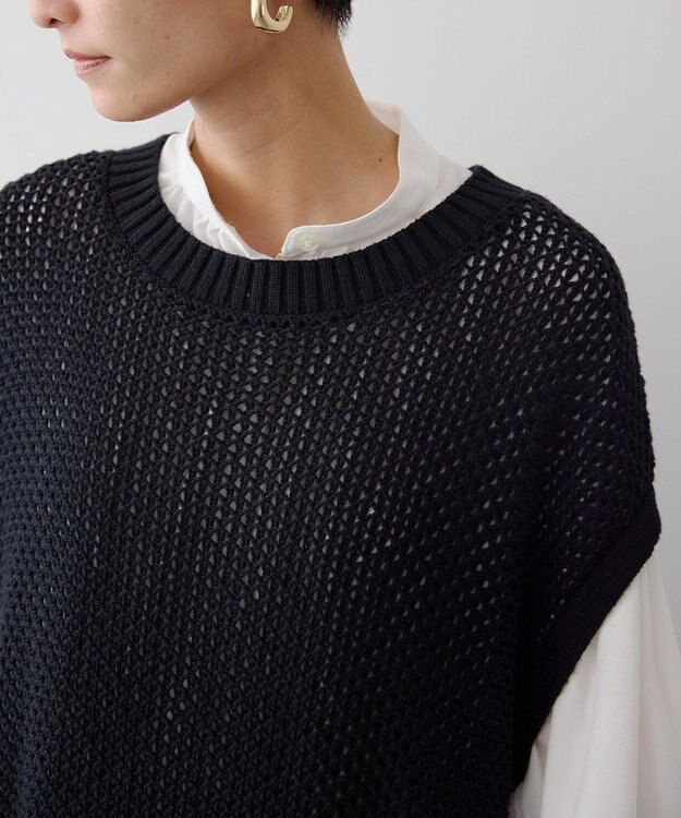 AMERICAN HOLIC ＳＥＴ　イージーケアギャザーシャツ＋ニットベスト Off White