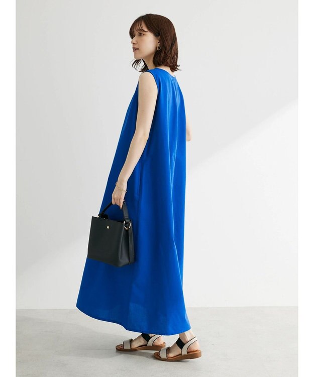 Green Parks 綿麻混ノースリーブワンピース Dark Blue