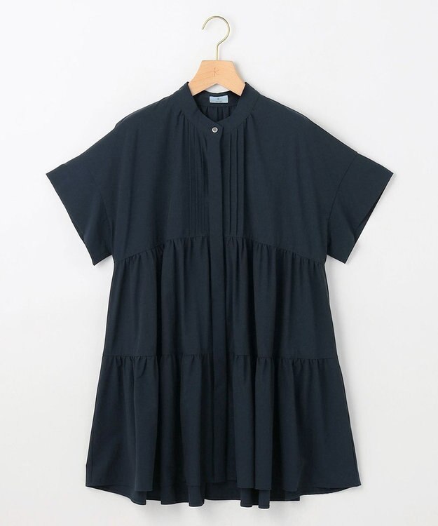 組曲 S スーパーライトストレッチティアード ブラウス ネイビー系