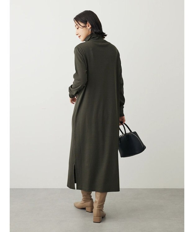 Green Parks リブカットＩラインワンピース Dark Khaki
