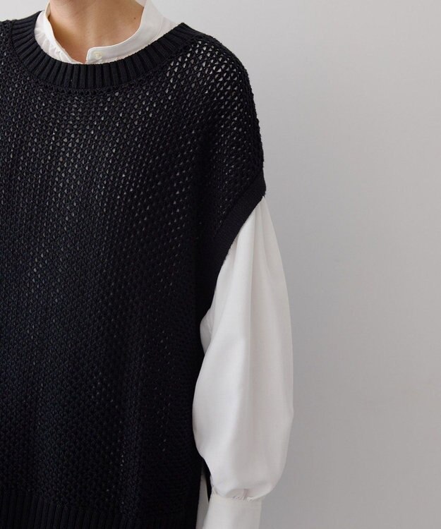 AMERICAN HOLIC ＳＥＴ　イージーケアギャザーシャツ＋ニットベスト Off White